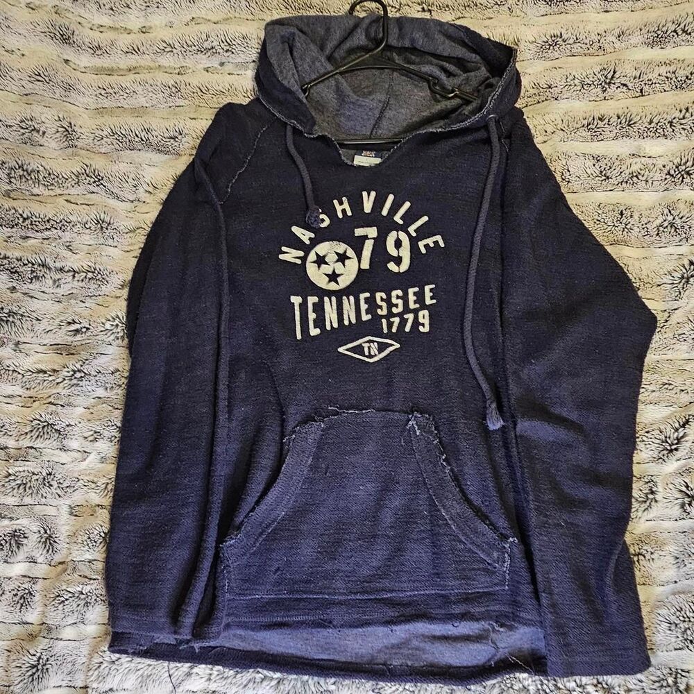 Unbranded Men's Navy and Blue Hoodie